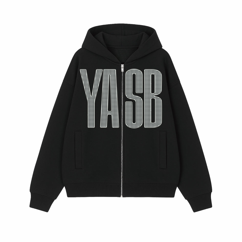 ⭐ YOASOBI - YASB Rhinestone - Logo Zip Hoodie ♪︎ - 【中期預購-12月上旬】 – ワガママ任性屋