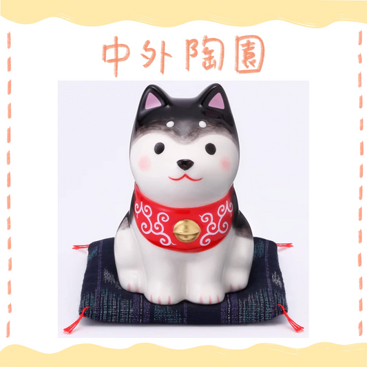 中外陶園– 藥師窯 - 狗勾日和坐姿領巾柴犬 - 黑柴 ♪