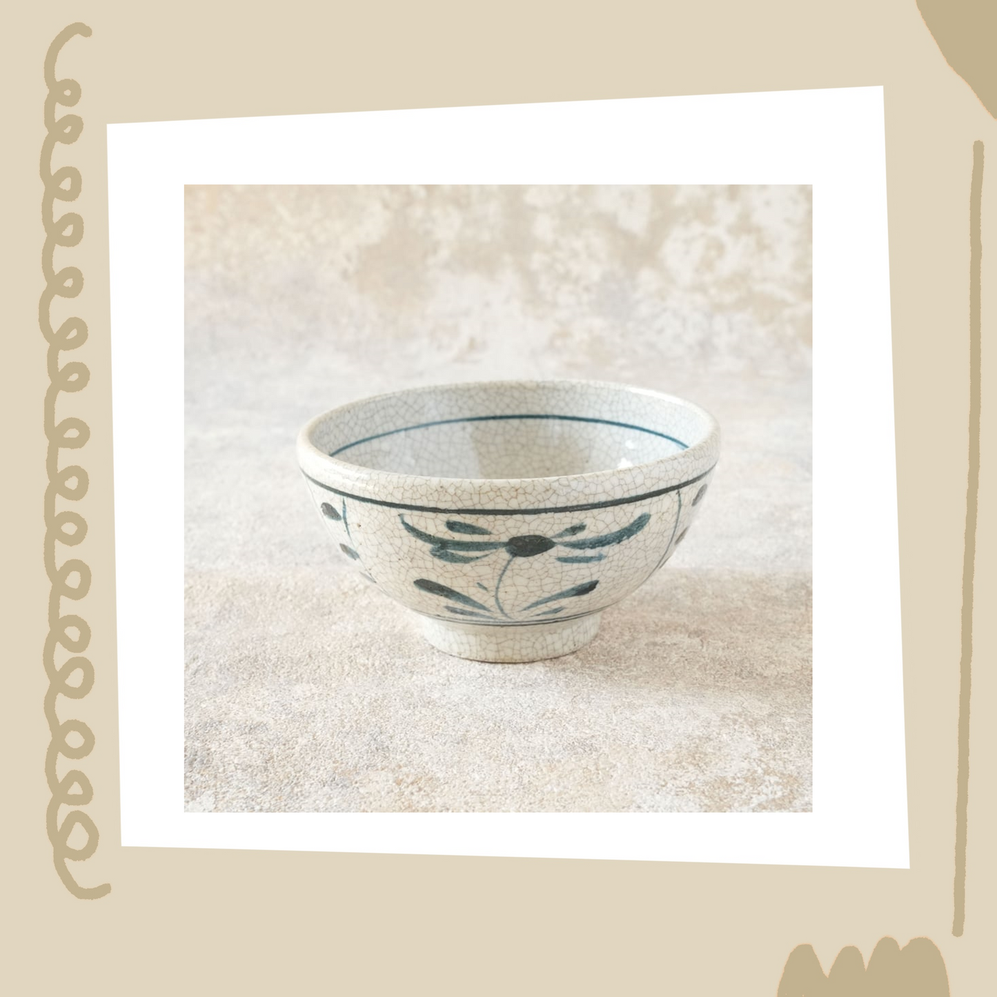 喜多窯霞仙 - 繪瀨戶 - 陶胎染付飯碗 ♪︎