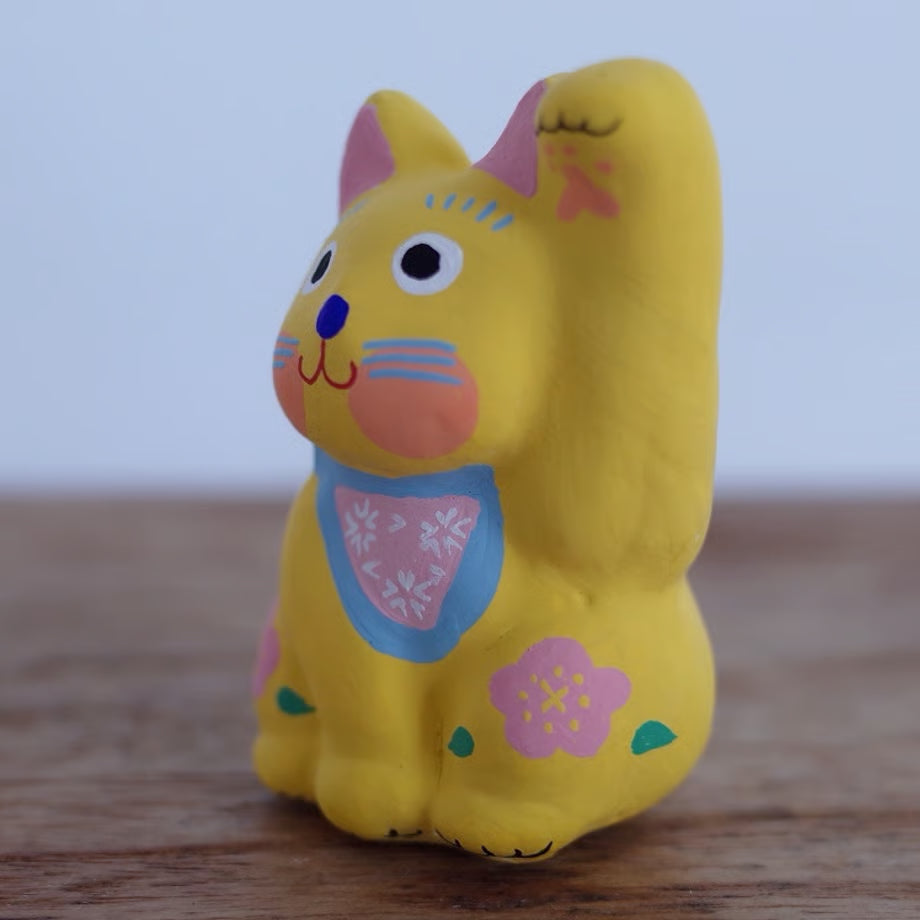 鎌倉張子 - 招財貓 - 幼貓 黃 (左手) ♪︎