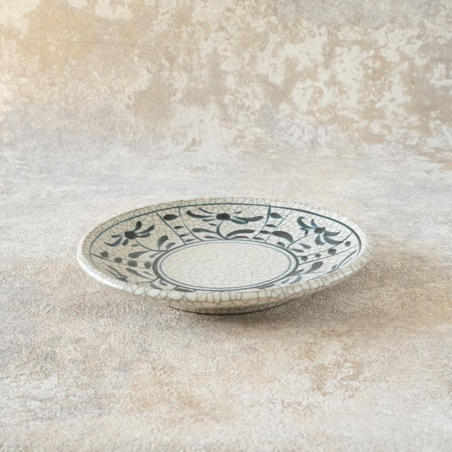 喜多窯霞仙 - 繪瀨戶 - 陶胎染付6寸盤 ♪︎