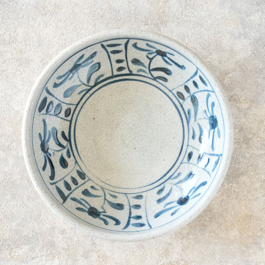 喜多窯霞仙 - 繪瀨戶 - 陶胎染付玉緣鉢7寸 ♪︎