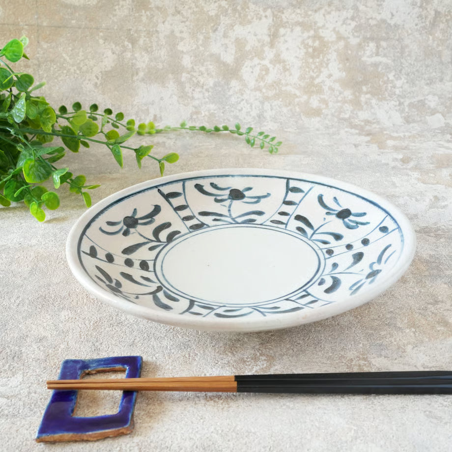 喜多窯霞仙 - 繪瀨戶 - 陶胎染付7寸盤 ♪︎