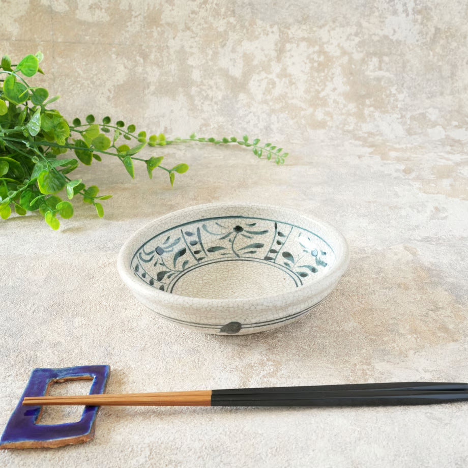 喜多窯霞仙 - 繪瀨戶 - 陶胎染付玉緣鉢5寸 ♪︎