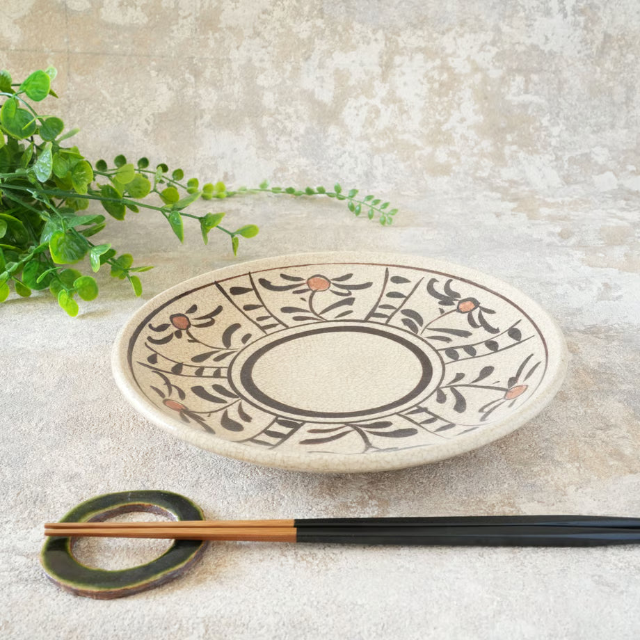 喜多窯霞仙 - 繪瀨戶 - 赤繪7寸盤 ♪︎