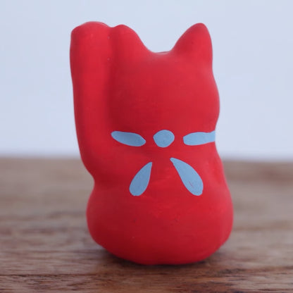 鎌倉張子 - 招財貓 - 幼貓 紅 (左手) ♪︎