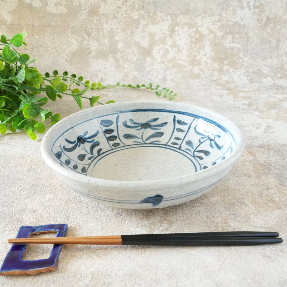 喜多窯霞仙 - 繪瀨戶 - 陶胎染付玉緣鉢7寸 ♪︎