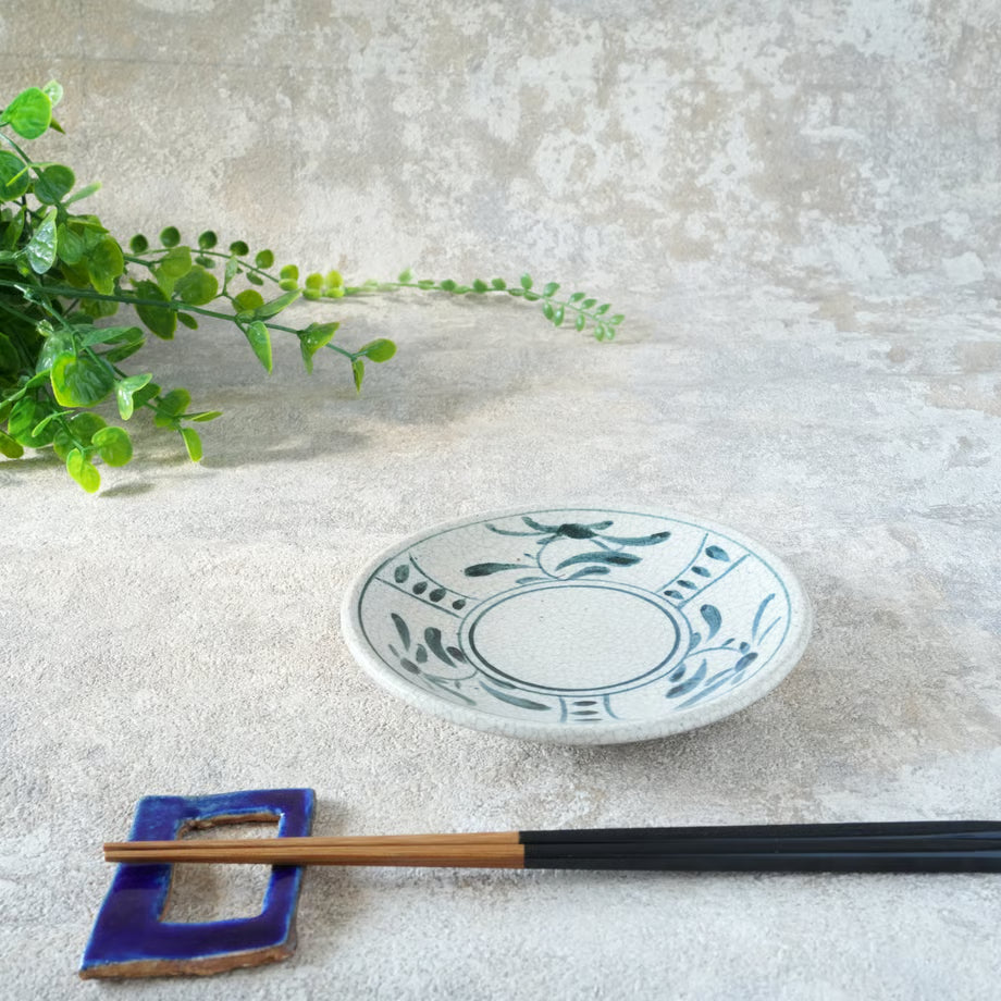 喜多窯霞仙 - 繪瀨戶 - 陶胎染付4寸盤 ♪︎