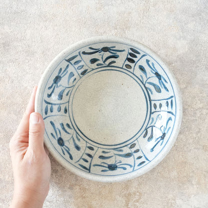 喜多窯霞仙 - 繪瀨戶 - 陶胎染付玉緣鉢7寸 ♪︎