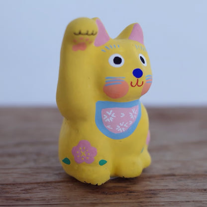 鎌倉張子 - 招財貓 - 幼貓 黃 (右手) ♪︎