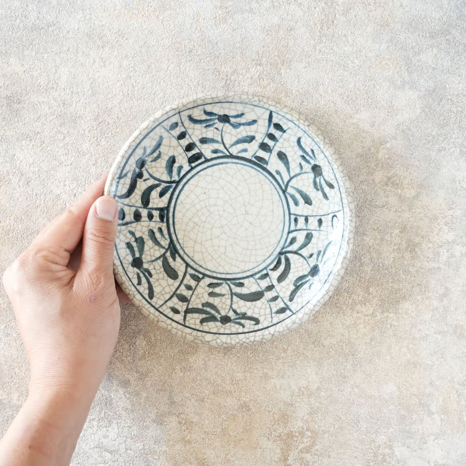 喜多窯霞仙 - 繪瀨戶 - 陶胎染付6寸盤 ♪︎