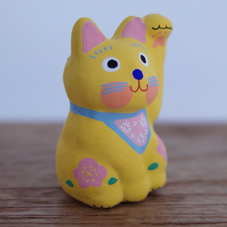 鎌倉張子 - 招財貓 - 幼貓 黃 (左手) ♪︎