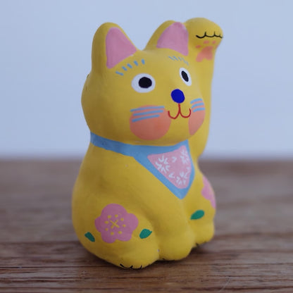 鎌倉張子 - 招財貓 - 幼貓 黃 (左手) ♪︎