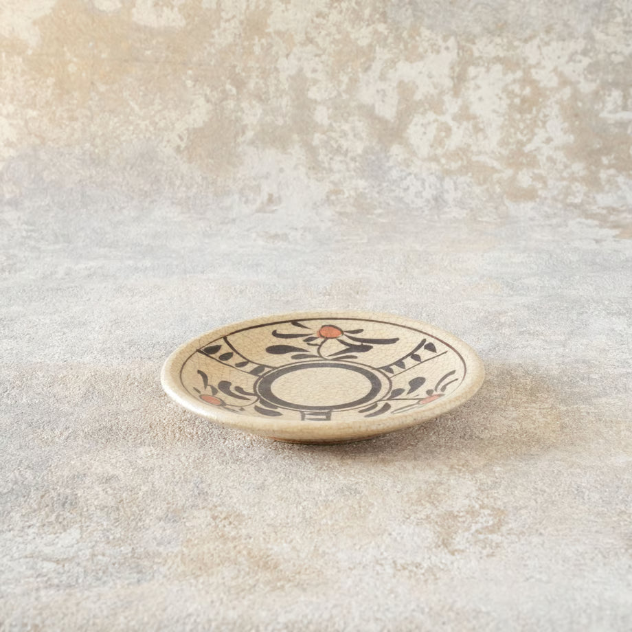 喜多窯霞仙 - 繪瀨戶 - 赤繪4寸盤 ♪︎