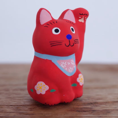 鎌倉張子 - 招財貓 - 幼貓 紅 (左手) ♪︎