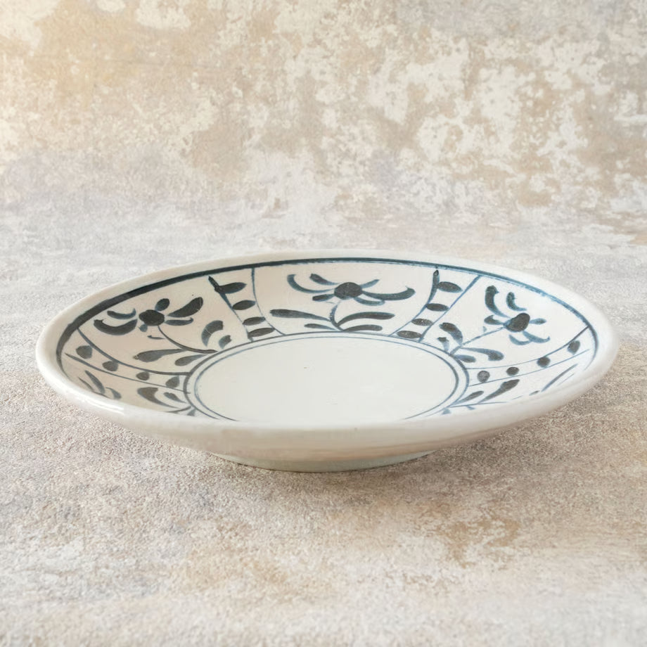 喜多窯霞仙 - 繪瀨戶 - 陶胎染付7寸盤 ♪︎