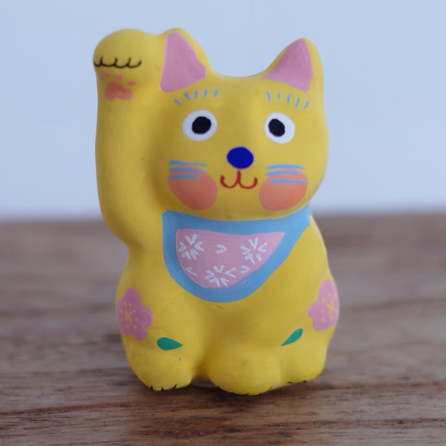 鎌倉張子 - 招財貓 - 幼貓 黃 (右手) ♪︎