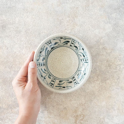 喜多窯霞仙 - 繪瀨戶 - 陶胎染付玉緣鉢5寸 ♪︎