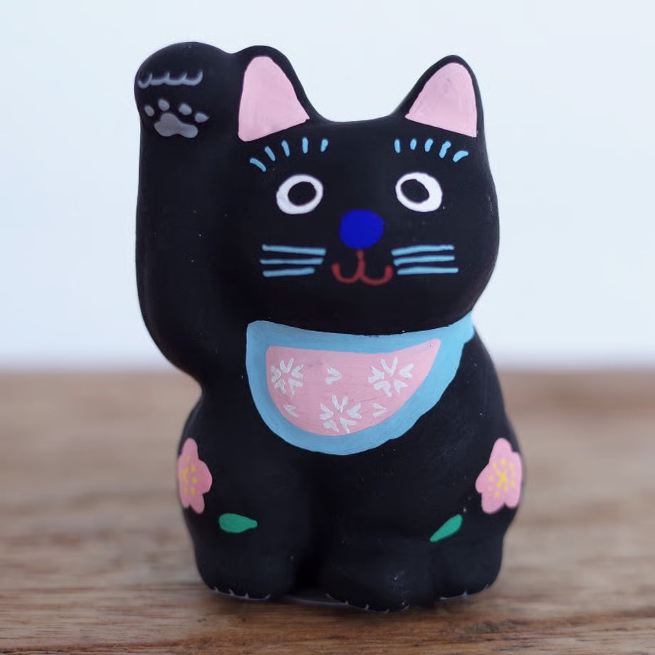 鎌倉張子 - 招財貓 - 幼貓 黑 (右手) ♪︎
