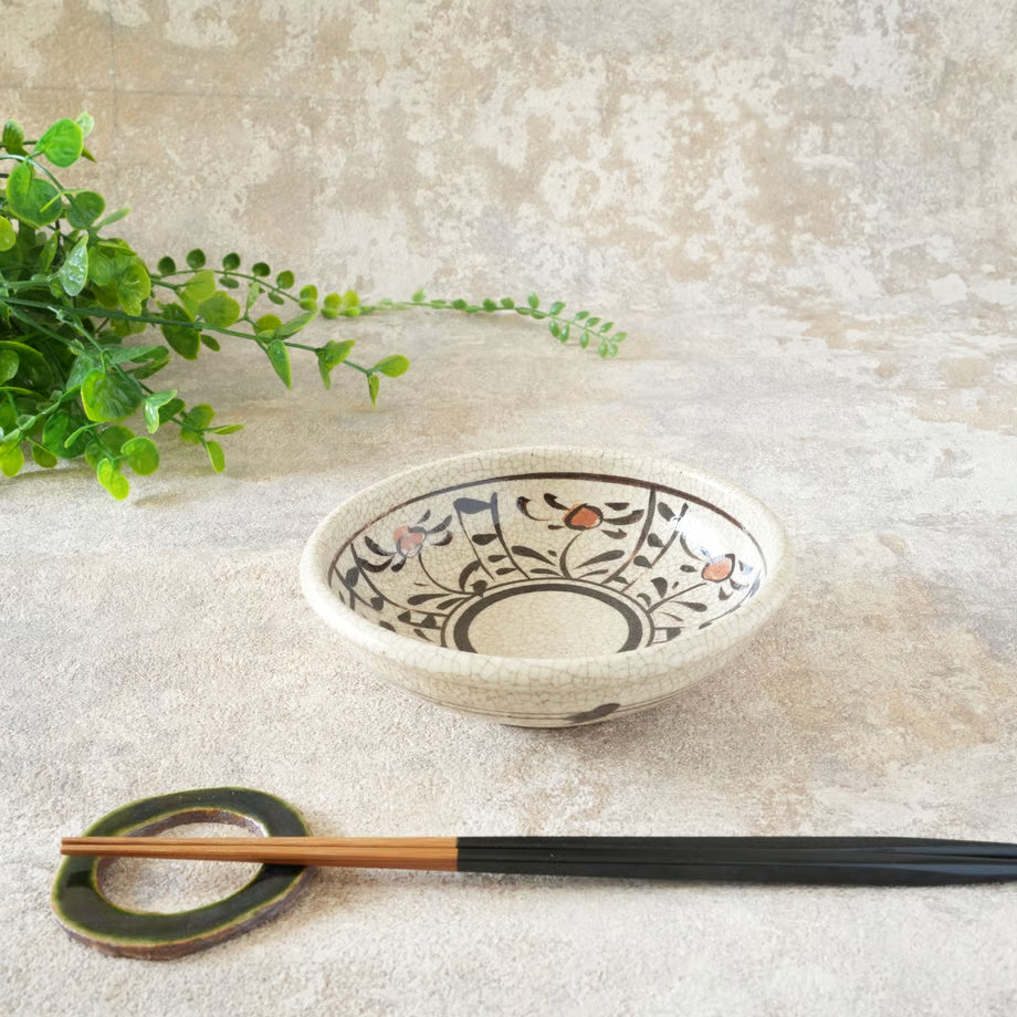 喜多窯霞仙 - 繪瀨戶 - 赤繪玉緣鉢5寸 ♪︎