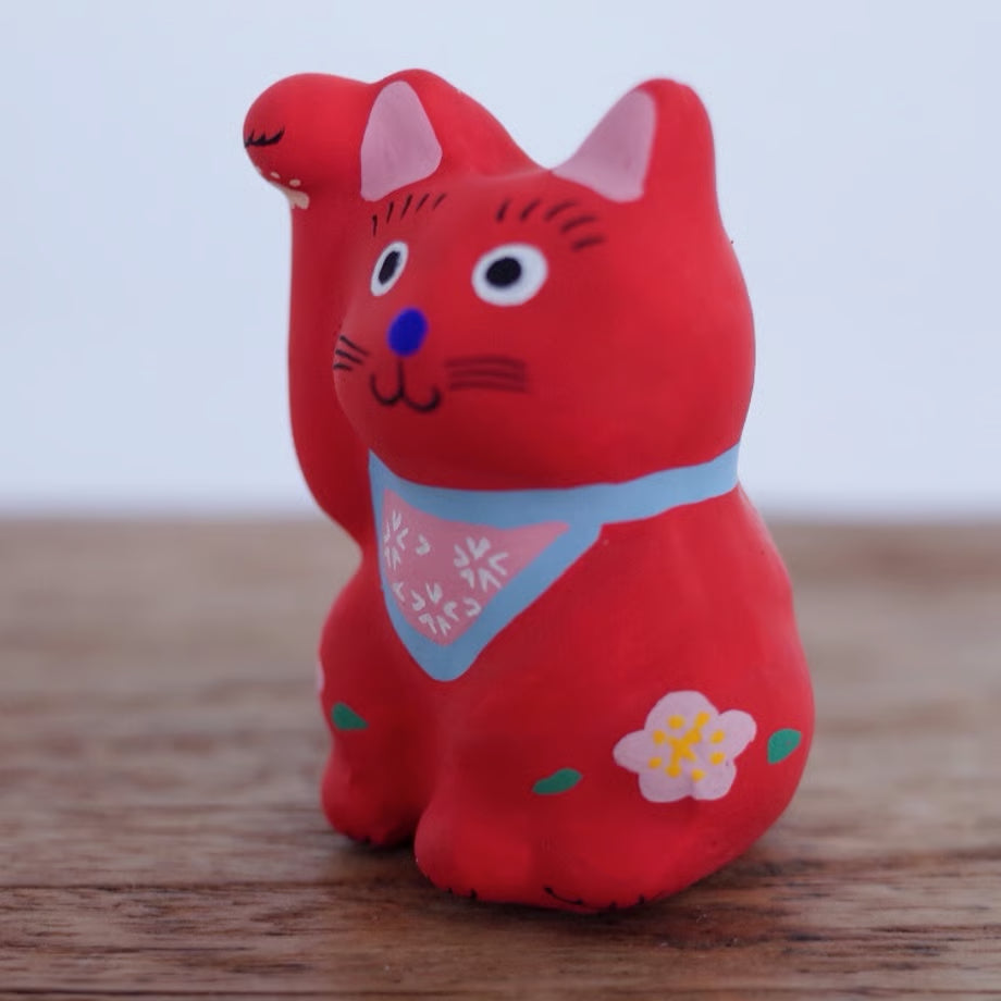 鎌倉張子 - 招財貓 - 幼貓 紅 (右手) ♪︎