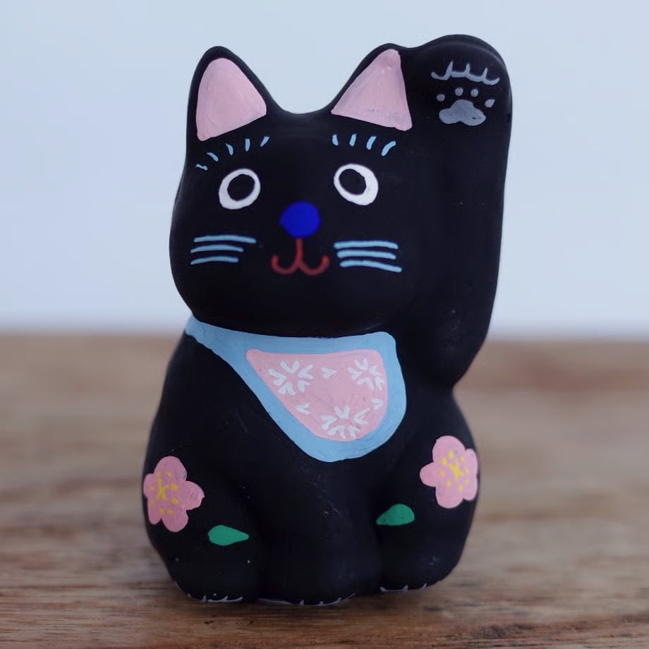 鎌倉張子 - 招財貓 - 幼貓 黑 (左手) ♪︎