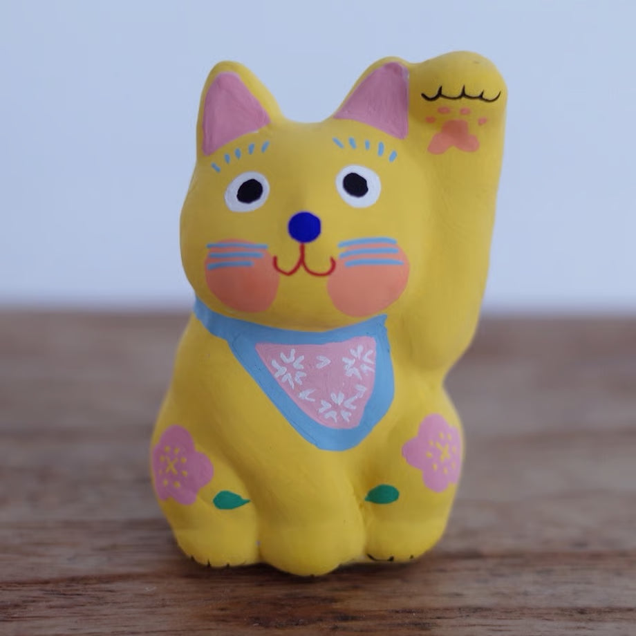 鎌倉張子 - 招財貓 - 幼貓 黃 (左手) ♪︎