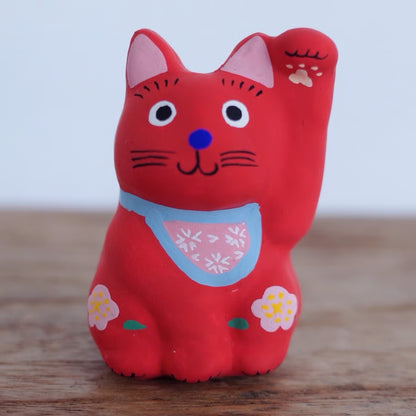 鎌倉張子 - 招財貓 - 幼貓 紅 (左手) ♪︎