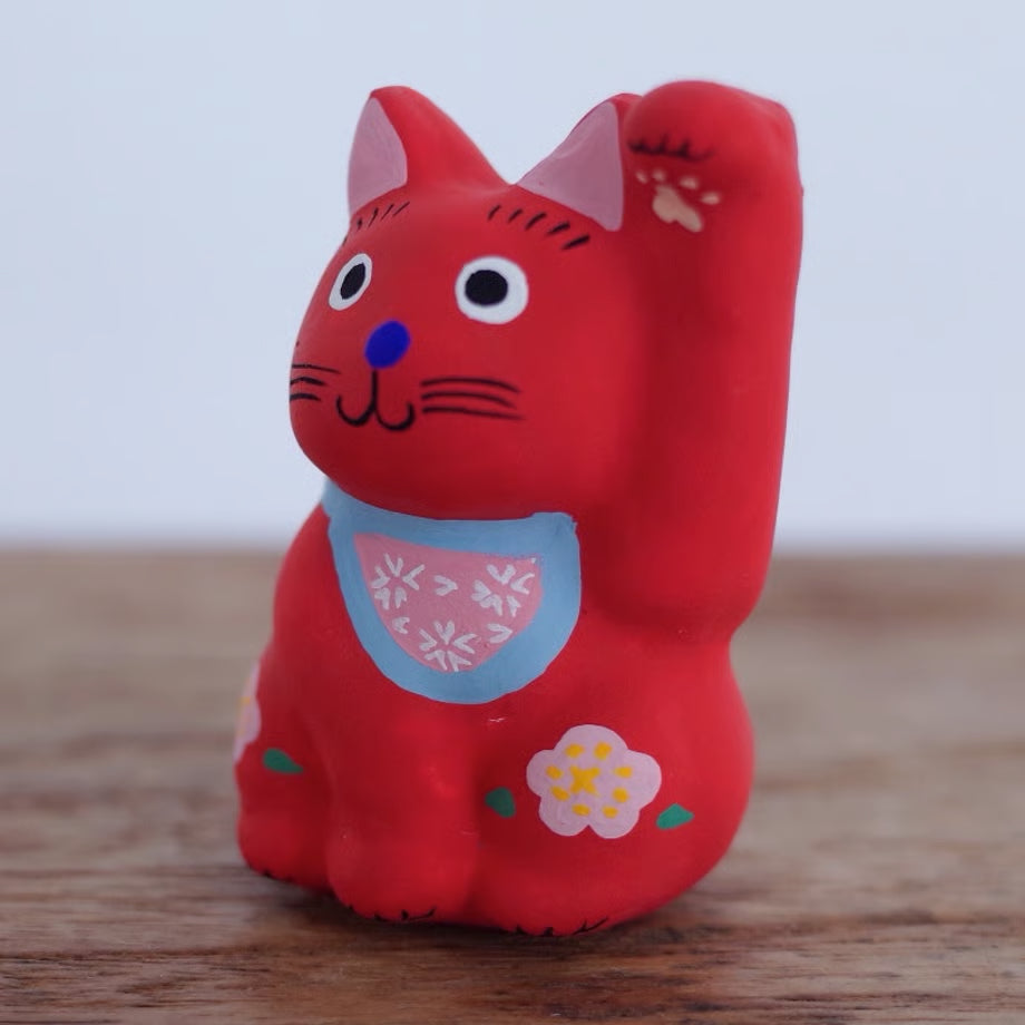 鎌倉張子 - 招財貓 - 幼貓 紅 (左手) ♪︎