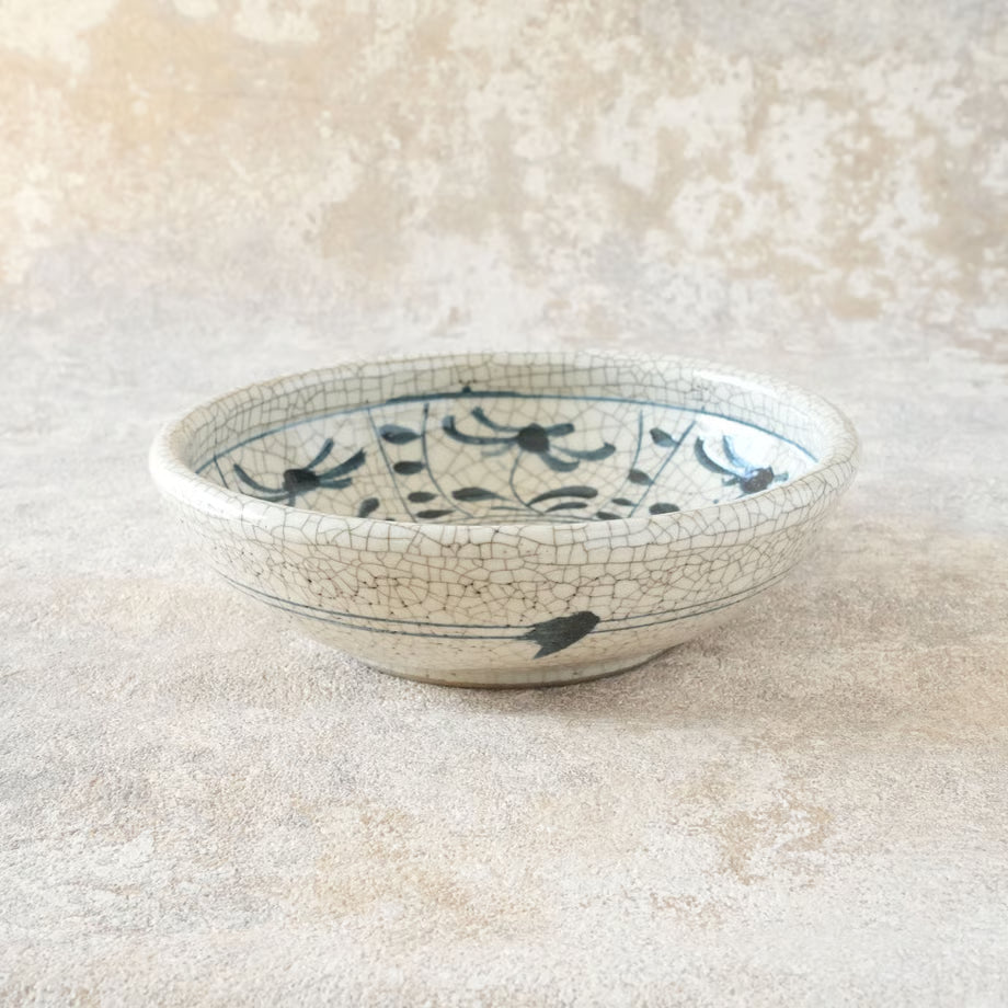 喜多窯霞仙 - 繪瀨戶 - 陶胎染付玉緣鉢6寸 ♪︎