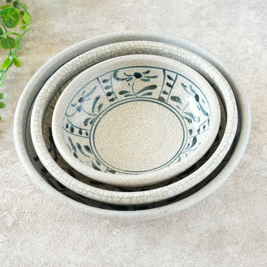 喜多窯霞仙 - 繪瀨戶 - 陶胎染付玉緣鉢5寸 ♪︎