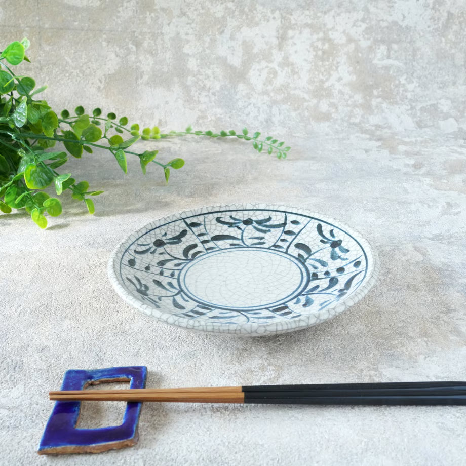 喜多窯霞仙 - 繪瀨戶 - 陶胎染付6寸盤 ♪︎