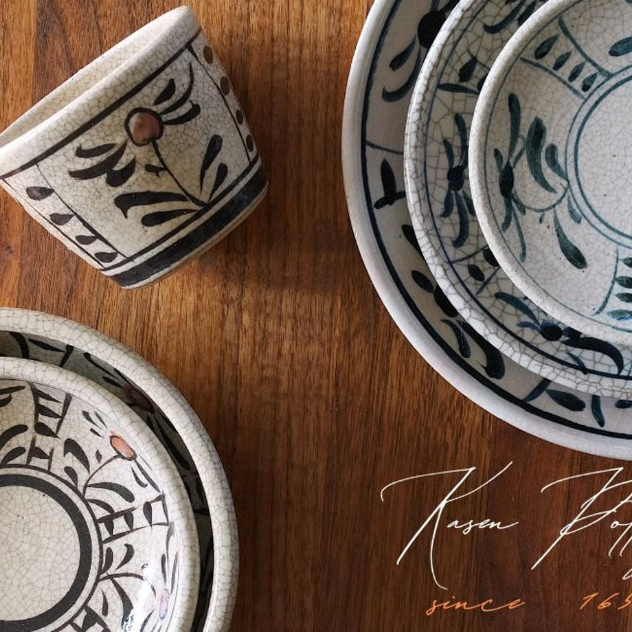 喜多窯霞仙 - 繪瀨戶 - 陶胎染付玉緣鉢7寸 ♪︎