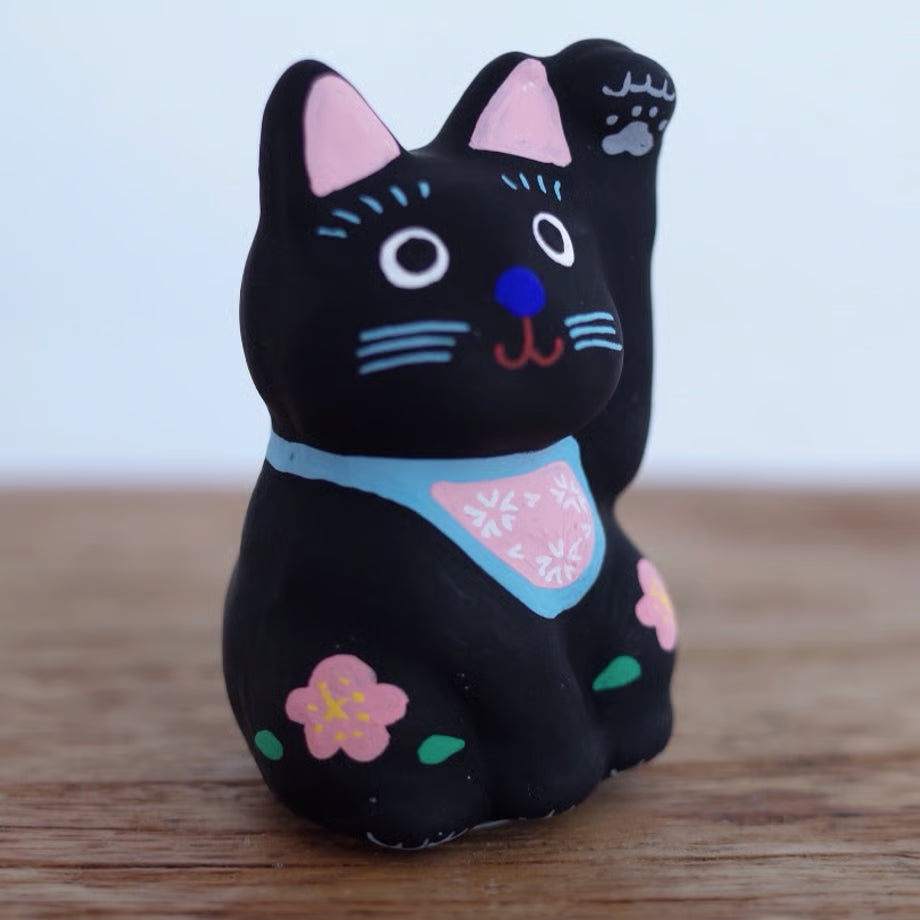 鎌倉張子 - 招財貓 - 幼貓 黑 (左手) ♪︎