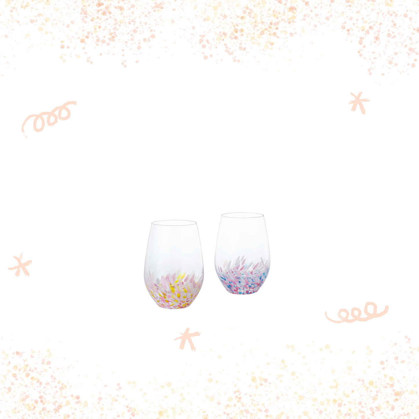 津輕玻璃 - SAKURA SAKURA - 無腳酒杯 組油菜與藍天 ♪︎