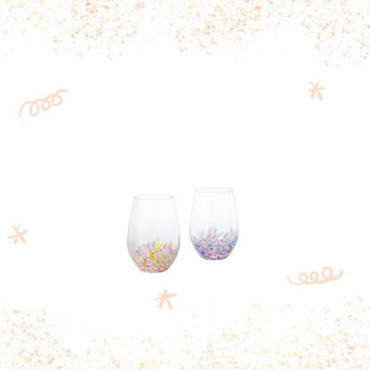 津輕玻璃 - SAKURA SAKURA - 無腳酒杯 組油菜與藍天 ♪︎