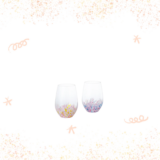 津輕玻璃 - SAKURA SAKURA - 無腳酒杯 組油菜與藍天 ♪︎