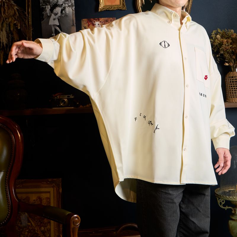 🌙 YORUSHIKA - 第一人稱 - 長版襯衫A(象牙白) ♪︎